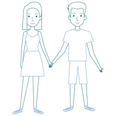 lovers couple avatars characters vector illustration design