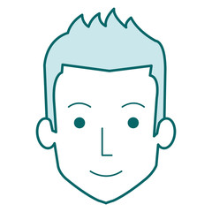 young man head avatar character vector illustration design