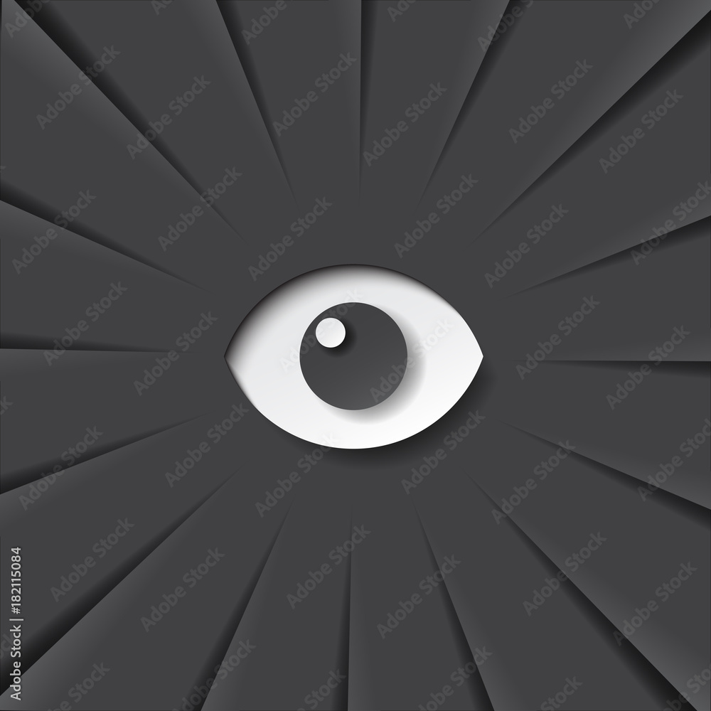 Poster eyes icon with black color of paper cut abstract background layout template for book covers,brochure