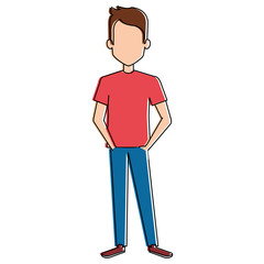 young man avatar character vector illustration design