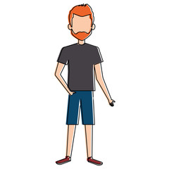 young man avatar character vector illustration design