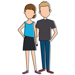 lovers couple avatars characters vector illustration design