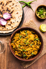 Zunka Bhakar Pithla or pitla, popular vegetarian recipe from India   © StockImageFactory