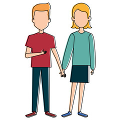 lovers couple avatars characters vector illustration design