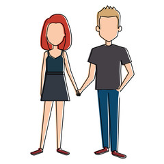 lovers couple avatars characters vector illustration design