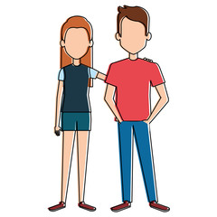 lovers couple avatars characters vector illustration design