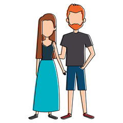 lovers couple avatars characters vector illustration design