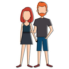 lovers couple avatars characters vector illustration design