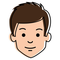young man head avatar character vector illustration design