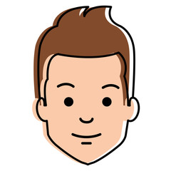 young man head avatar character vector illustration design