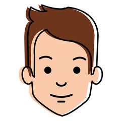 young man head avatar character vector illustration design