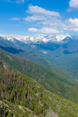 Fototapeta na wymiar The amazing view from Moro Rock to Sierra Nevada, Mount Whitney. Hiking in Sequoia National Park, California, USA