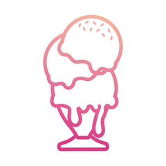 ice cream in glass  with  three flavors   vector illustration