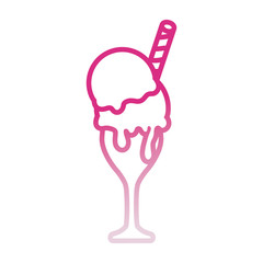 ice  cream scoops in glass  with wafer roll vector illustration