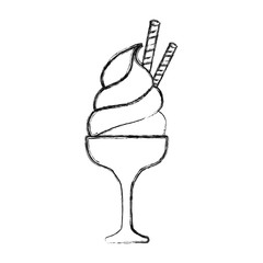 ice cream scoops  in glass vector illustration