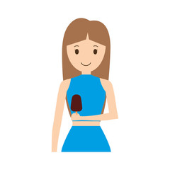woman  with chololate  ice cream  vector illustration 
