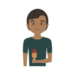man with black hair   an ice cream  vector illustration