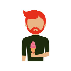 man   with  red hair  an  ice cream cone  vector illustration