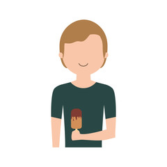 man   with  brown hair an ice cream vector illustration