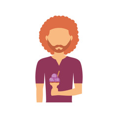 man   with  afrostyle hair an  ice cream scoop cone  vector illu
