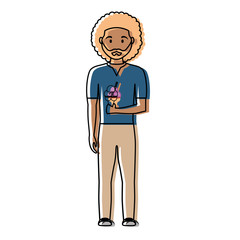 Fototapeta premium man with ice cream scoops vector illustration