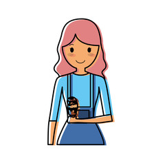 woman with  pink  hair  and  ice cream scoops  vector illustrati