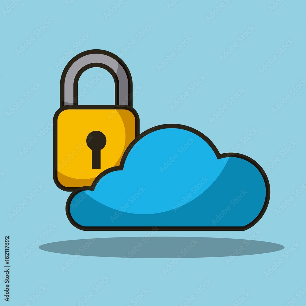 Poster cloud data security backup system information vector illustration