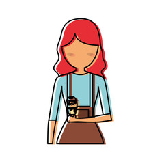 woman  avatar  with   red hair  an ice cream vector illustration