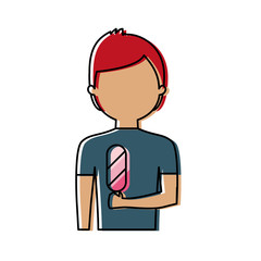 man   avatar with  ice cream  vector illustration