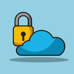 cloud data security backup system information vector illustration