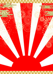 新年　花火　日の出　背景