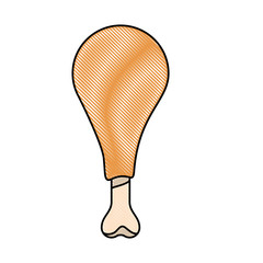 chicken thigh colored crayon silhouette on white background vector illustration