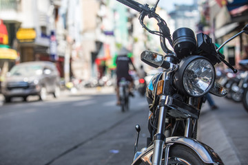 Fototapeta premium Backpackers favourite motorbike in street of viet nam