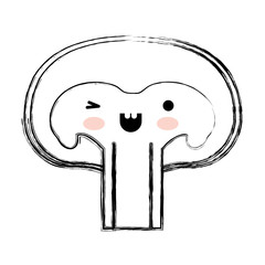 kawaii mushroom in monochrome blurred silhouette vector illustration