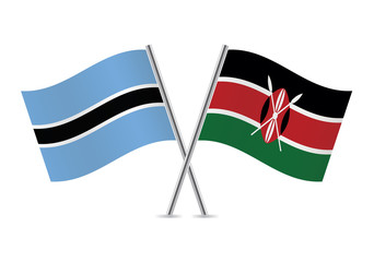 Botswana and Kenya flags.Vector illustration.