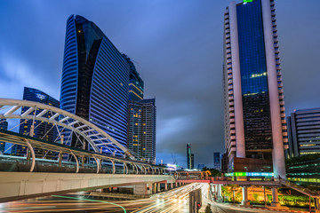 Commercial Building And Bridge View In Bangkok, 2017