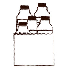 paper bag with milk bottles in brown blurred silhouette vector illustration