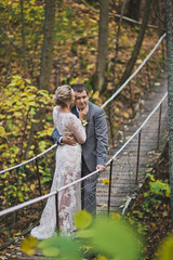Fototapeta premium The first way of life together on a shaky hanging bridges 192.