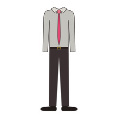 male clothes with shirt and tie and gray pant and black shoes in colorful silhouette vector illustration