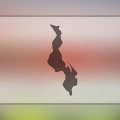 Malawi map. Blurred background with silhouette of Malawi map. Vector silhouette of Malawi map