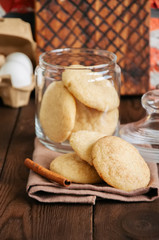 Homemade snickerdoodle cookies with spices and brown sugar. Rustic style.