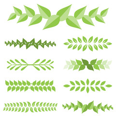 Vector laurel leaves icon set, flat design