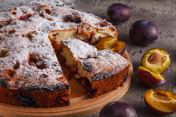 Pie with plums