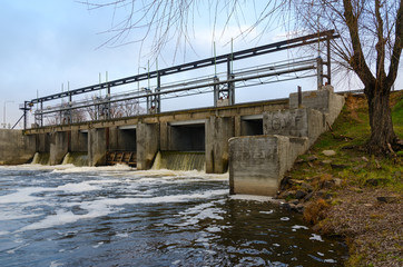 Hydrotechnical structure on river Iput, Dobrush, Belarus