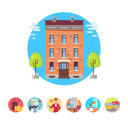 Best Hotel Isolated Illustrations in Circles Set