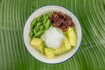 Thai dessert, shaved ice.Thai style.- (Selective focus)