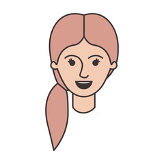 Obraz premium female face with pigtail hair in colorful silhouette vector illustration