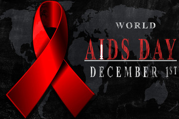 Fototapeta na wymiar world aids day and hiv virus drawing on blackboard