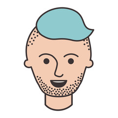 male face with high fade haircut and stubble beard in colorful silhouette vector illustration