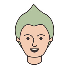 male face with modern hairstyle in colorful silhouette vector illustration